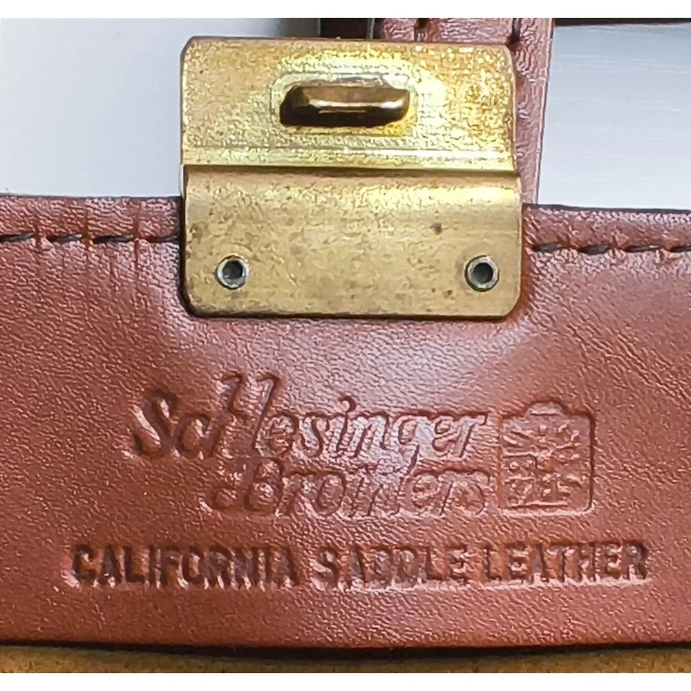 Vintage Schlesinger Brothers Briefcase Mens Brown California Saddle Leather Bag